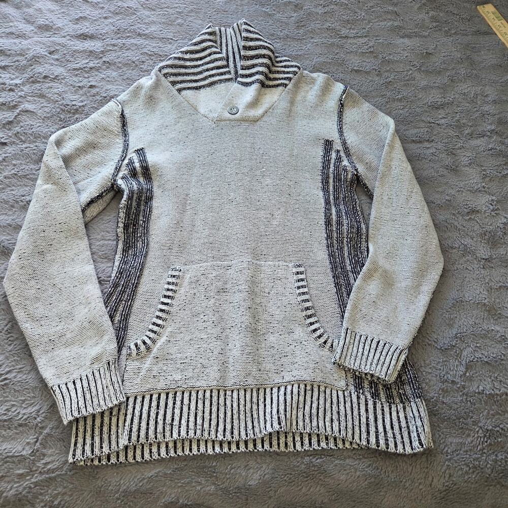 BKE Grey Speckled Knit Pullover Shawl Collar and Front Pocket Sweater Men's  L